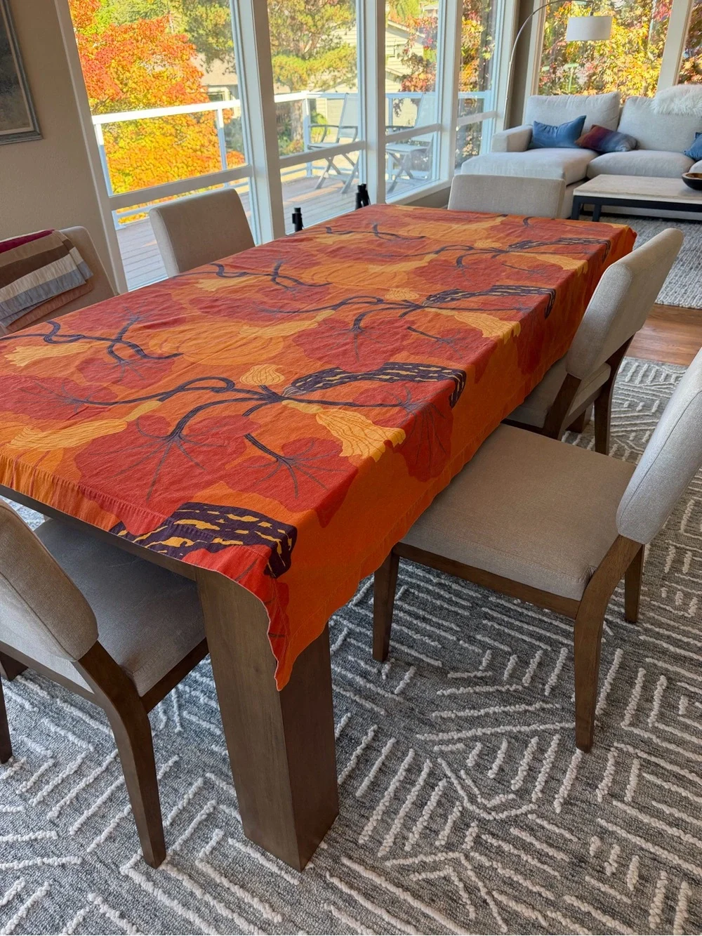 Marimekko for Crate and Barrel Kumina Orange Tablecloth
